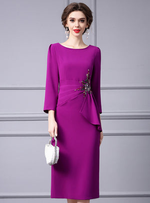 Purple Beading Mother Of The Bride Dress