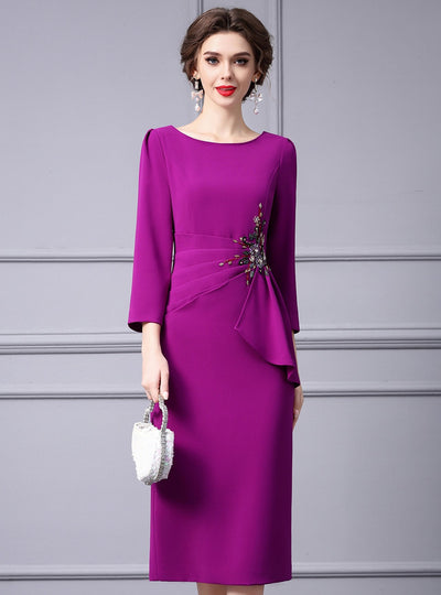 Purple Beading Mother Of The Bride Dress