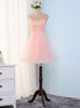 Pink Tulle Scoop Neck Homecoming Dress