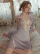 Steel Ring Chest Pad Gathering Gauze Robe Nightdress