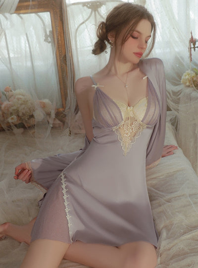 Steel Ring Chest Pad Gathering Gauze Robe Nightdress