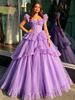 Purple Tulle Straps Beading Quinceanera Dress