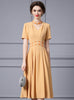 Yellow V-neck Short Sleeve Mother Of The Bride Dress