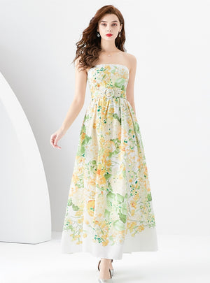 Tube Top Printed Long Dress