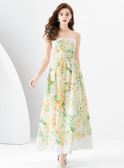 Tube Top Printed Long Dress