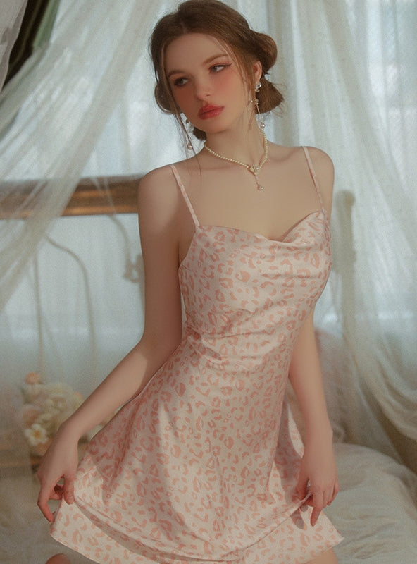 Leopard Print Sweet Ice Silk Pajamas