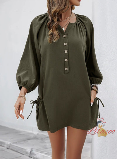 Casual Loose Elastic Pocket Dress