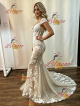 Mermaid Tulle Lace Appliques Wedding Dress