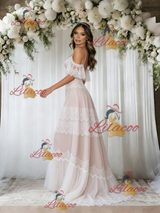 Ivory Lace V-neck Wedding Dress