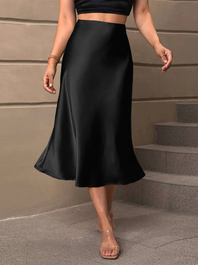 Slim Satin High Waist Long Fishtail Skirt