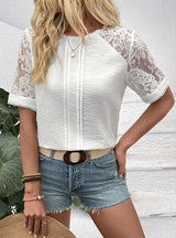 Women Casual Lace White Shirt