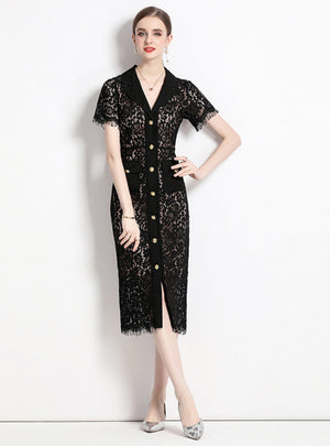 Sexy Openwork Lace Long Dress