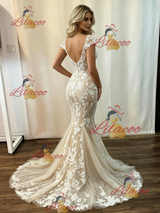 Mermaid Tulle Lace Appliques Wedding Dress