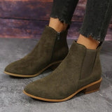 Pointed Suede Elastic Band Thick Heel Casual Shoes