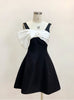 Black Suspender Bow Short Dress