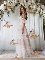 Ivory Lace V-neck Wedding Dress