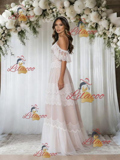 Ivory Lace V-neck Wedding Dress