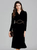 Long Sleeve Chain Beaded Velvet Dress