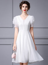 Red Short Sleeve Beading Mother Of The Bride Dress