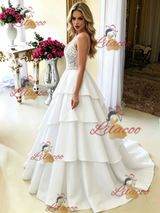 White Spaghetti Straps Lace Wedding Dress