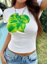 Casual Slim Flower Printed Short Sleeve T-shirt