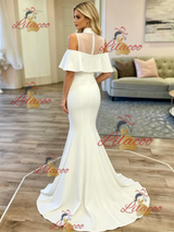 White Mermaid High Neck Wedding Dress