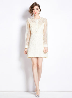 Wooden Ear Openwork Jacquard Dress