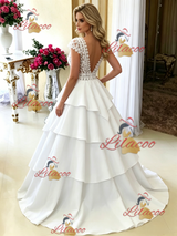 White V-neck Lace Wedding Dress