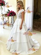 White V-neck Lace Wedding Dress