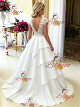 White V-neck Lace Wedding Dress