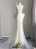 Ivory Mermaid Lace Tulle Bow Wedding Dress