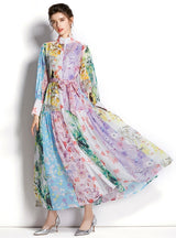 Long Sleeve Printed Shirt Long Dress