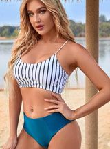 High Waist Split Striped Beach Bikini