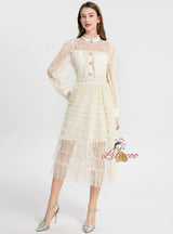 Lace Mesh Long Sleeve Dress