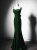 Green Mermaid Velvet Straps Prom Dress