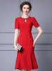 Red Short Sleeve Beading Mother Of The Bride Dress