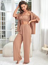 Solid Color Pajamas Three-piece Suit