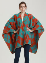 Ethnic Diamond Cashmere-like Split Cloak Coat