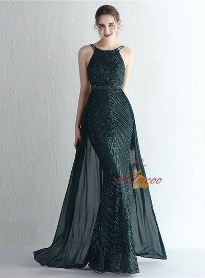 Halter Mermaid Sequins Prom Dress