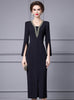 Black Long Sleeve V-neck Mother Of The Bride Dress