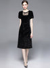 Black Sequined Short Sleeve Dress