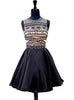 Black Beading Crystal Homecoming Dress