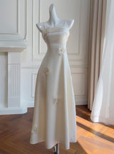 Ivory Straps 3D Flower Prom Dress