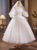 White Tulle Puff Sleeve Wedding Dress