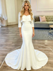 White Mermaid Short Sleeve Wedding Dress