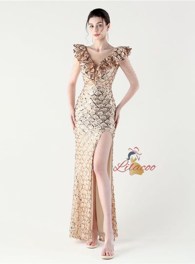 Mermaid Sequins Beading Prom Dress