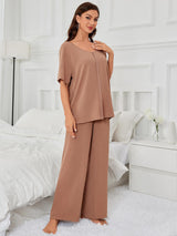 Solid Color Short-sleeved Pajamas Two-piece Suit