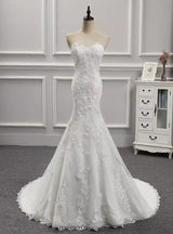 Sexy White Mermaid Lace Sweetheart Wedding Dress