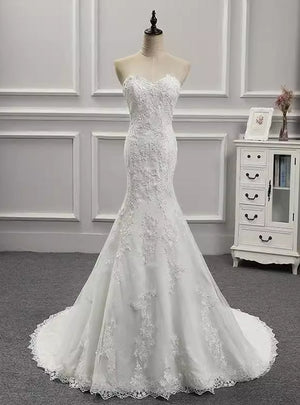 Sexy White Mermaid Lace Sweetheart Wedding Dress