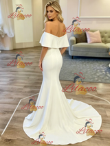 White Mermaid Off the Shoulder Wedding Dress